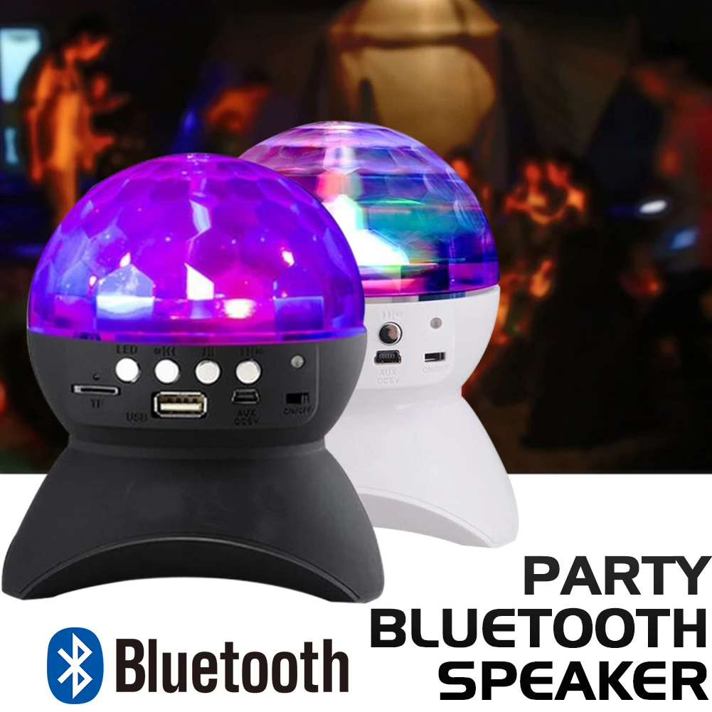 Портативные мини Bluetooth колонки встроенный светильник сценический светильник изменение цвета светодиодный хрустальный шар