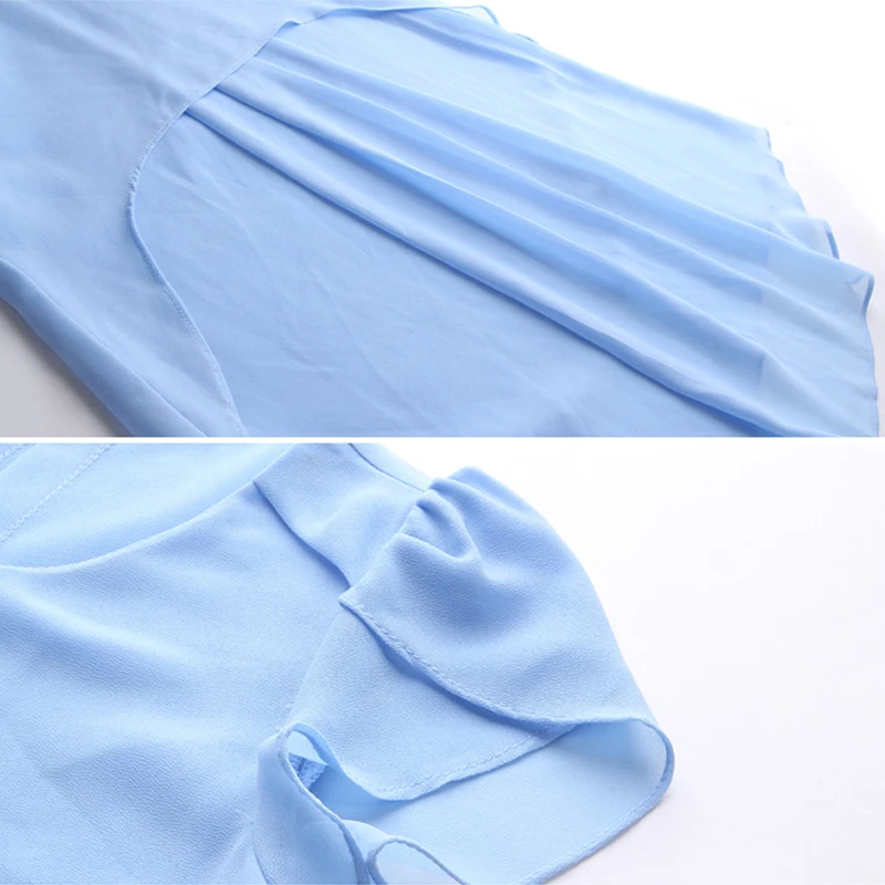 2018 new women Summer Chiffon Blouses O-neck Large size Short Sleeve Shirts Solid Color Casual Style Women Blouse Tops WKM561 |
