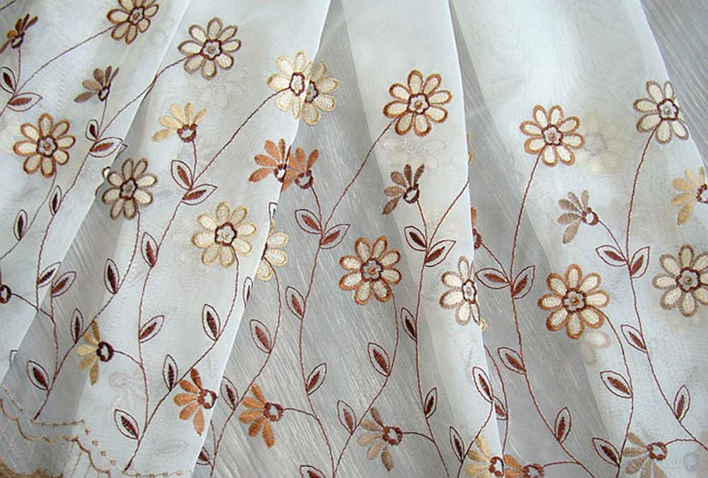 Роскошная занавеска на дверь с вышитыми цветами белая окно кофейная для дверей
