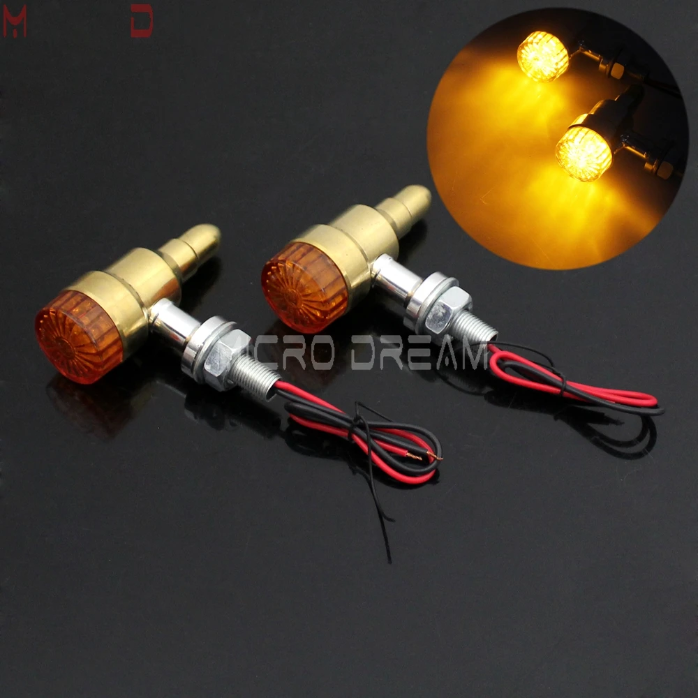 

Brass Turn Signal Lights Motorcycle Custom Blinker Indicator Lamp E-MARK Flasher 10mm Bolt for Harley Cafe Racer Chopper Bobber