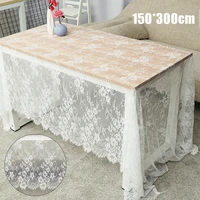 vintage white lace table cloth wedding party decor translucent table cover embroidered tablecloth for home decor 150300cm