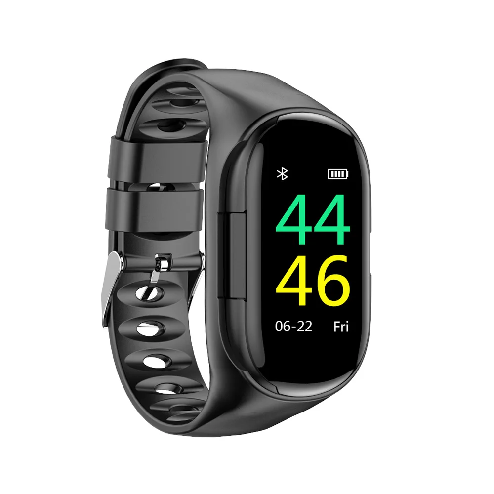 Black Torntisc, новинка, стерео, двойной, Bluetooth, наушники M1, Смарт-часы, пульсометр, кровяное давление, спортивный, умный Браслет для IOS, Android, телефон - Цвет: Black