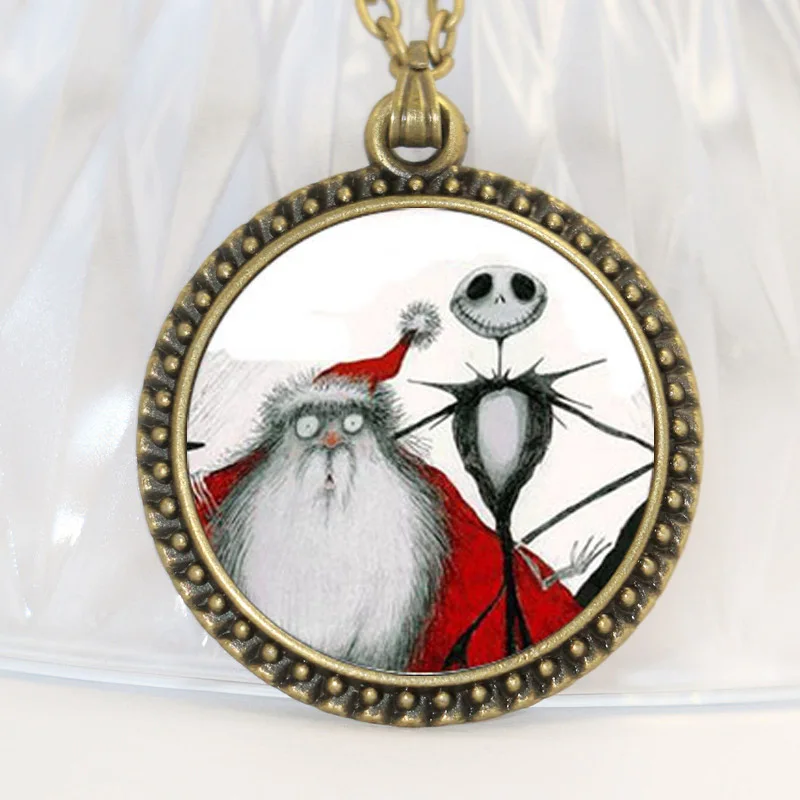 Ожерелье Jack Skellington: Кошмар перед Рождеством. Джек Скеллингтон Санта. С подвеской с изображением. Колье с кулоном HZ1 - Окраска металла: 7Antiqure bronze2