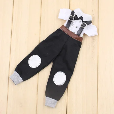 clothes Наряды для куклы Blyth, черные комбинезоны с рубашкой и бантом, костюм для 1/6, azone BJD pullip licca - Цвет: clothes
