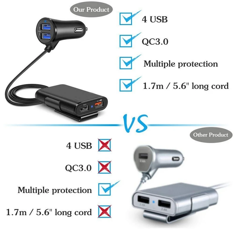 Автомобильный прикуриватель с 4 портами USB быстрая зарядка 3 0 В постоянного тока 12