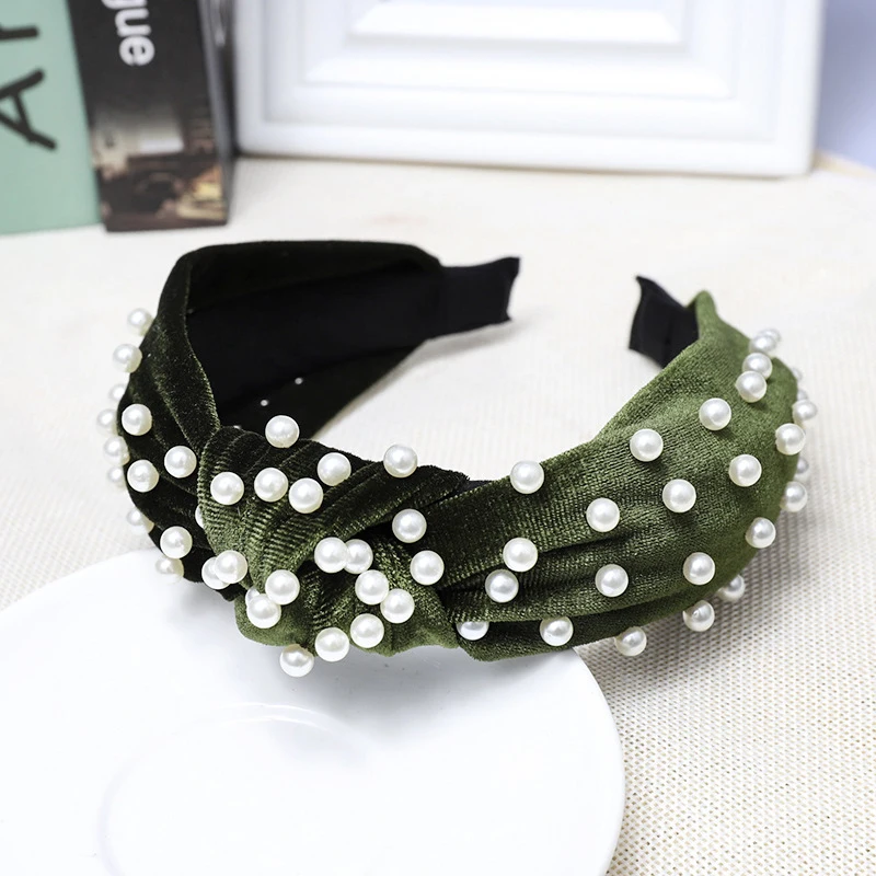 1PC Fashion Women Knotted Headbands Simple Nailed Hair Bands Pearls Headdress Headwear Accessories Female |
