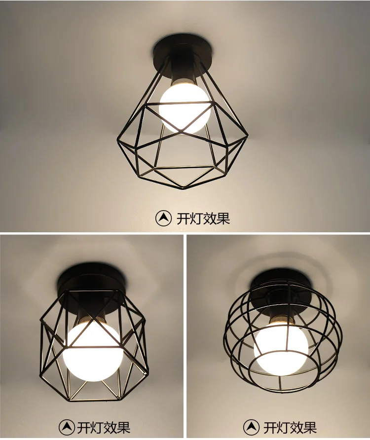 

Потолочный светильник для коридора вход балкон винтажный Железный потолочный светильник столовая Бар Лофт современный куб треугольный по...