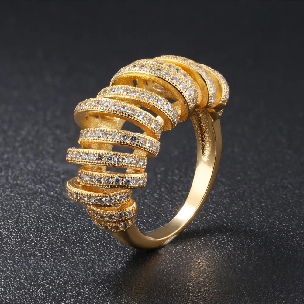 Любовь судьба Уникальный Hollow Асимметричная Полу-Круг Дизайн Палец Кольца Золото