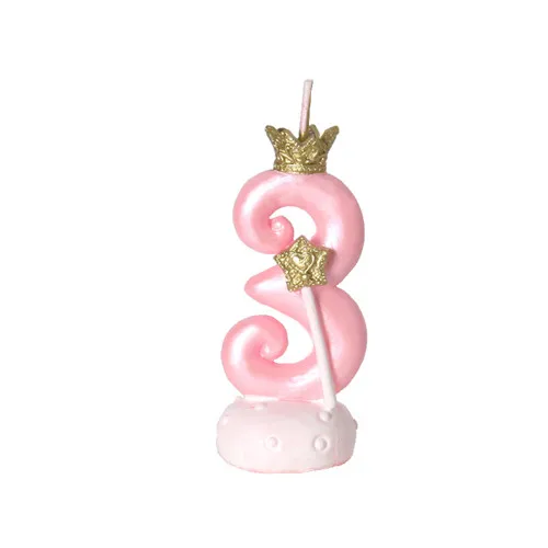 pink 3 Высококачественная корона на день рождения цифровые свечи детский душ Топпер для торта «С Днем Рождения» Единорог вечерние Улица Сезам день рождения торт Декор - Цвет: pink 3