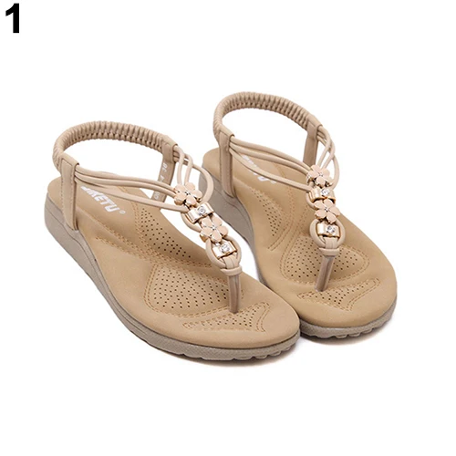 2016 New Women's Fashion Summer Bohemian Style Rhinestone Flat Flip Flops Sandals Shoes | Обувь