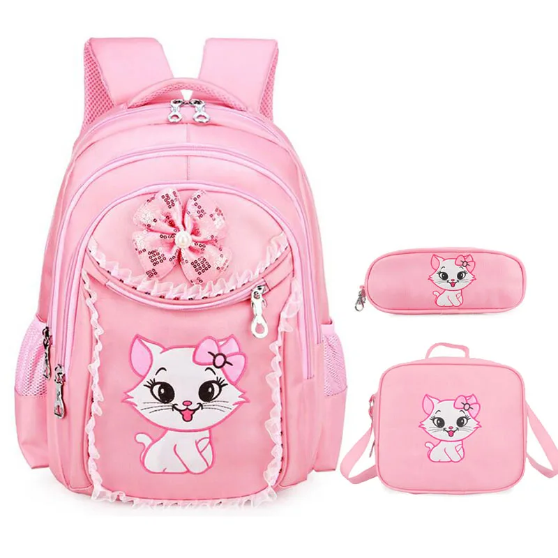 "Водонепроницаемые школьные ранцы для девочек, Детский рюкзак с мультяшным рисунком милого кота для начальной школы, сумки для учеников, 3 шт..."