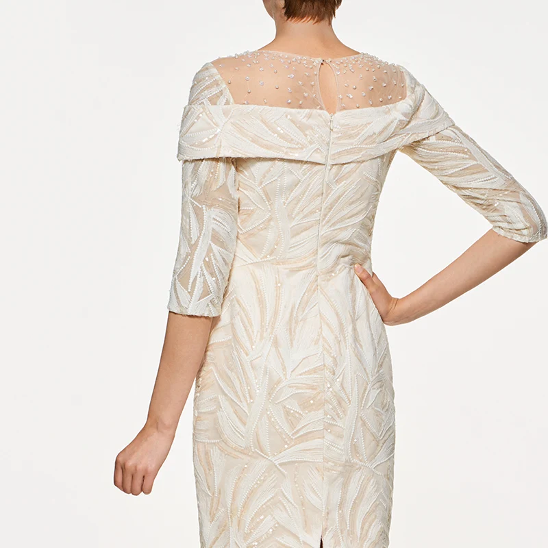 Платье До Колена с v образным вырезом платье для матери невесты рукавами 3/4