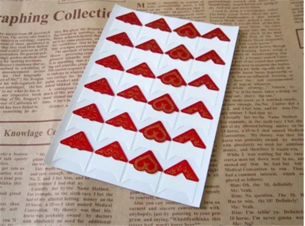 White Red 24 шт.(1 лист) DIY Фотоальбом скрапбук Угловой стикер фотоальбомы крафт-бумага наклейка s для фотоальбомов рамка украшения - Цвет: White Red