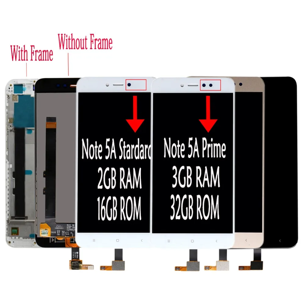 ЖК дисплей 5 ''для Xiaomi Redmi Note 5A Prime Y1 / Lite сенсорный экран протестирован