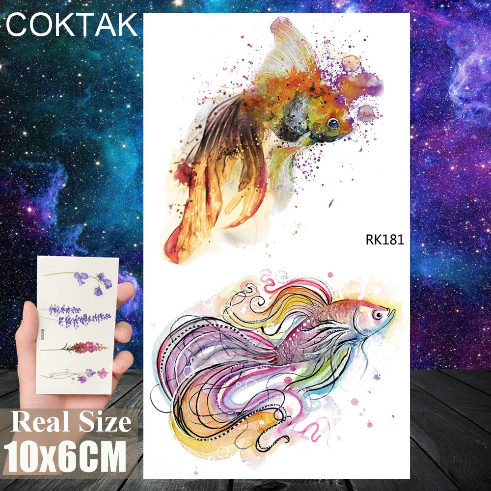 CRK181 Сделай Сам акварельные дьявол рыба черепаха временные искусственные татуировки боди-арт руки Грудь татуировки для мужчин женщин детей реалистичные листы наклейки - Цвет: CRK181