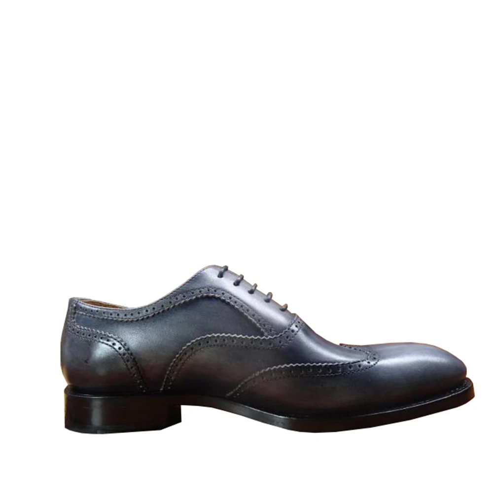 Роскошная обувь для мужчин Sipriks патиной серые кожаные туфли Винтаж мужские с