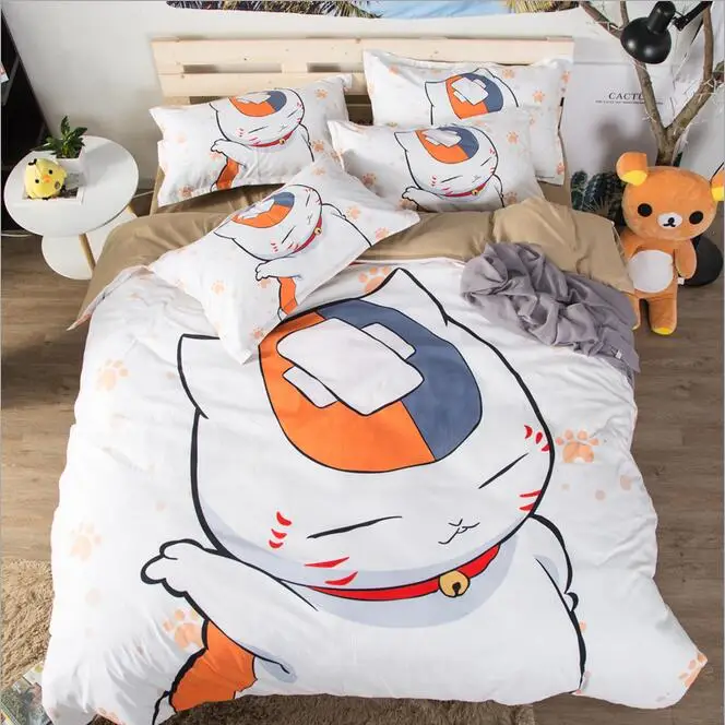 4 Японский домашний текстиль Maneki Neko LUCKY CAT постельные принадлежности набор Твин Королева Король простыни наволочки пододеяльники - Цвет: 4