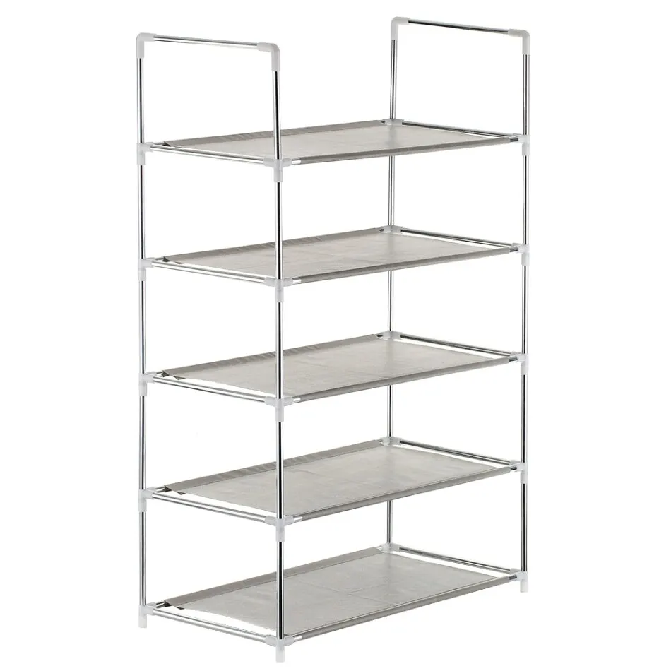 5-Tier Grey Многофункциональный 4/5/6 ярусная полка для обуви книга Органайзер Домашний для хранения обуви стойки Шкаф с полками большие штабелируемые полки держит - Цвет: 5-Tier Grey