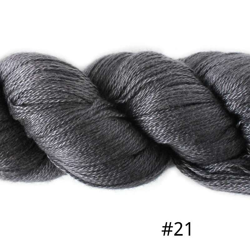 21 Dark Grey Пряжа лотоса, шелковистая кашемировая пряжа, натуральный шелк, кашемир, смешанный, ручная вязка, цветная, сделай сам, вязание крючком - Цвет: 21 Dark Grey