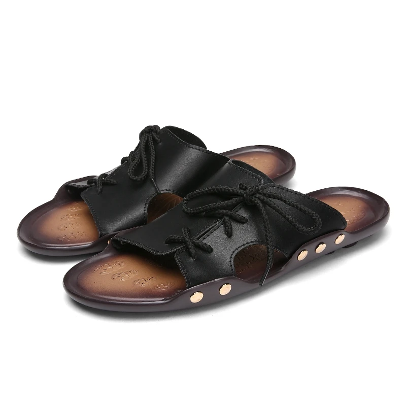 Пляжная обувь мужские шлепанцы Мужские сандалии 2018 Летняя с кружевом