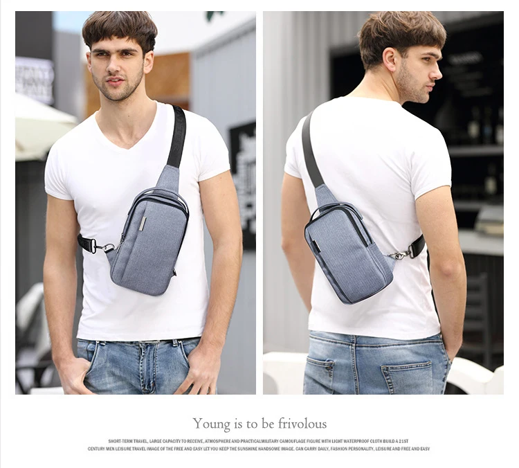DANJUE Business Chest Bag Oxford Cloth Waterproof Bag Multi-pocket Chest Bag With Headphone Hole