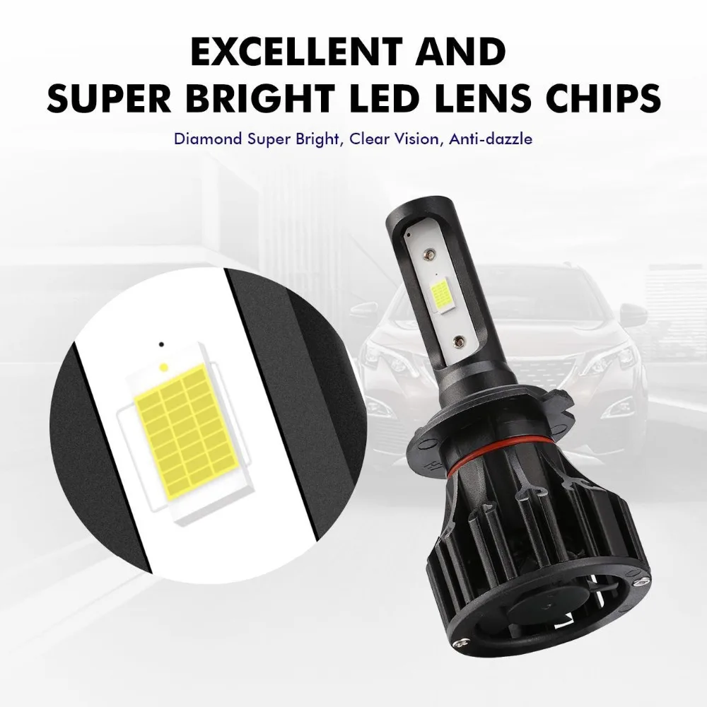 Auxmart T5 Автомобильная фара H7 H1 9006 однолучевой светодиодный Светодиодный Фонарь Авто 72 Вт 8000лм светодиодный налобный фонарь Автомобильный свет для Nissan 350Z TEANA