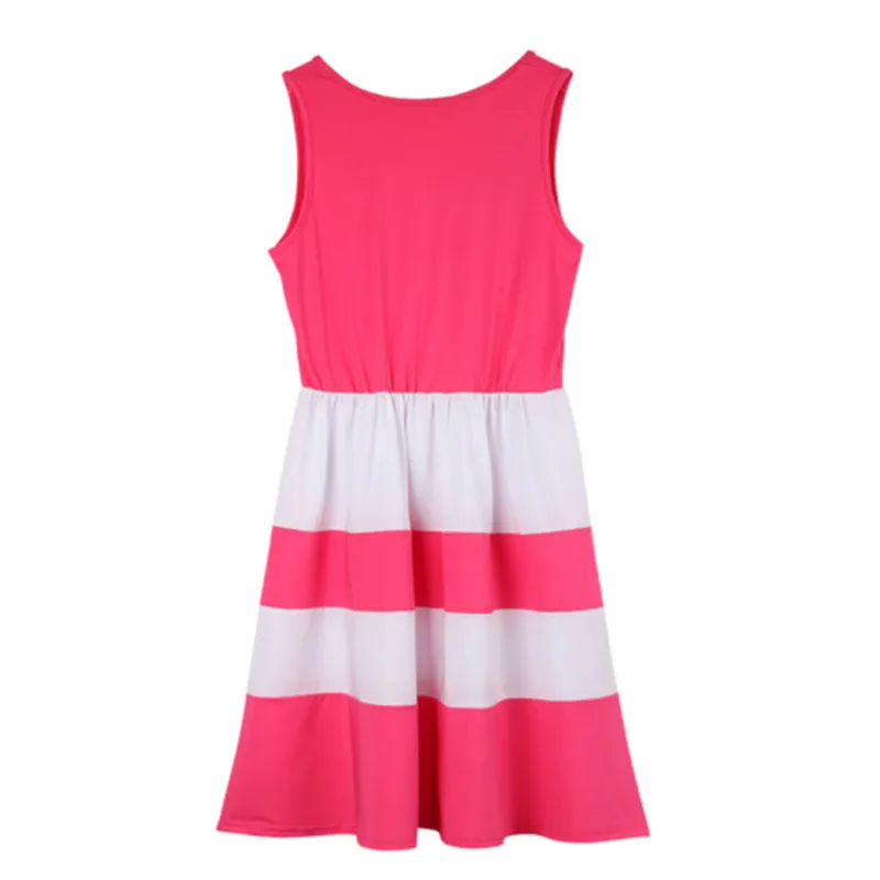 

Family Beachwear dress 2018 summer Fashion Striped sleeveless O Neck Mother And Daughter Dresses pleated A-line casual Vestidos