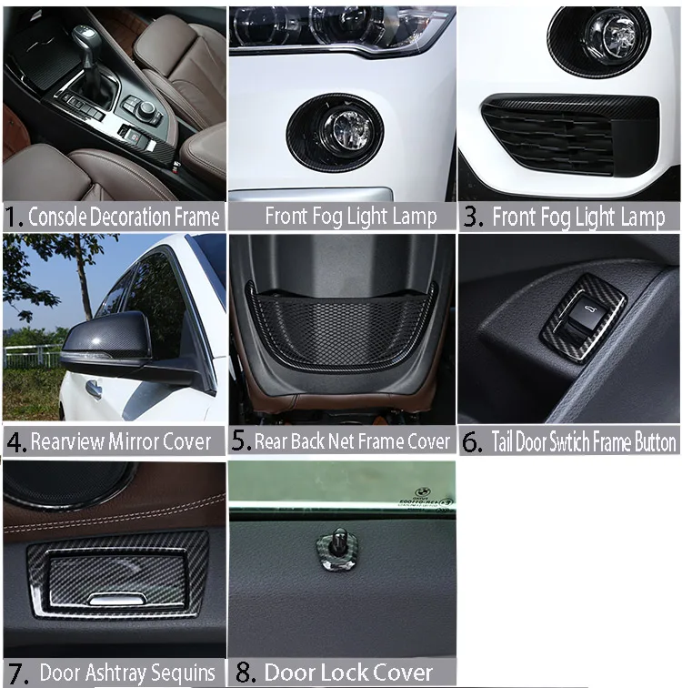 Углеродное волокно для BMW X1 F48 2016 2017 2018 ABS хромированные внутренние молдинги