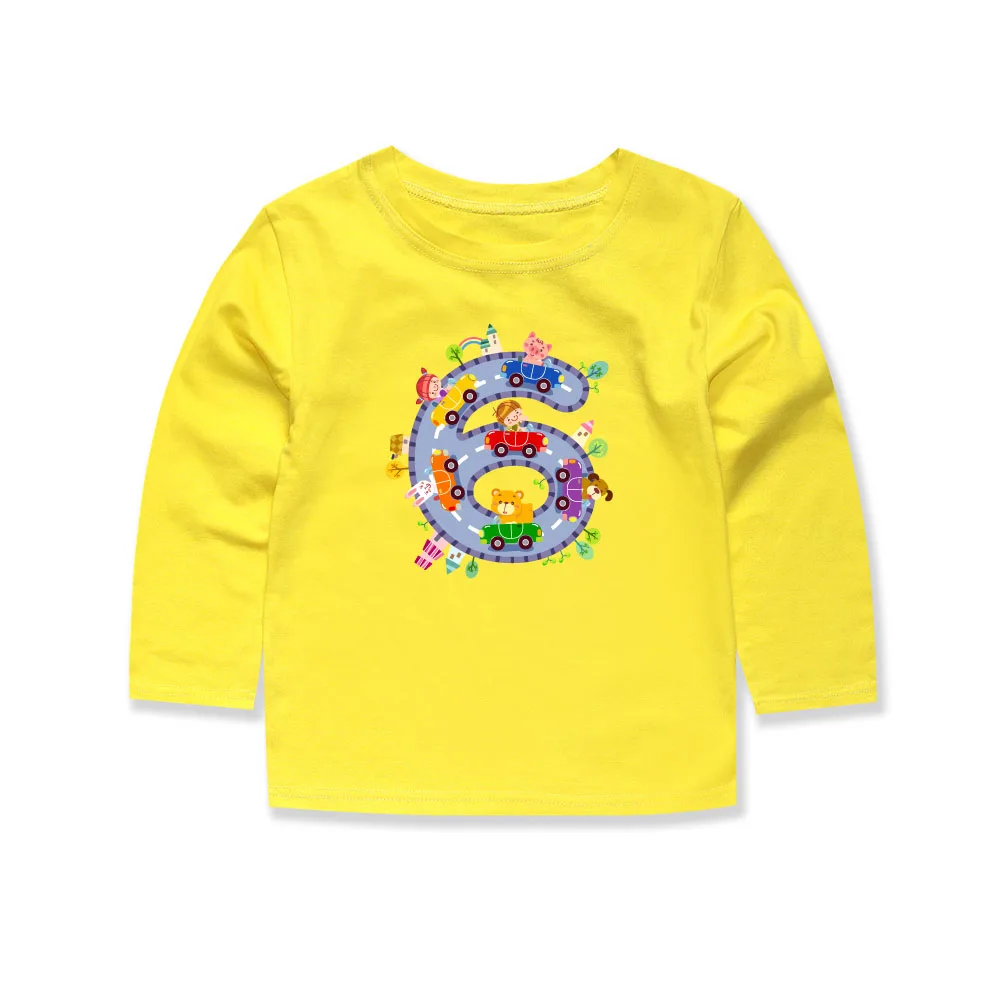 Lucky Six Number T Shirts Baby Tshirts Children Cotton Full Sleeve Summer Spring Autumn T-shirts Clothes | Мать и ребенок