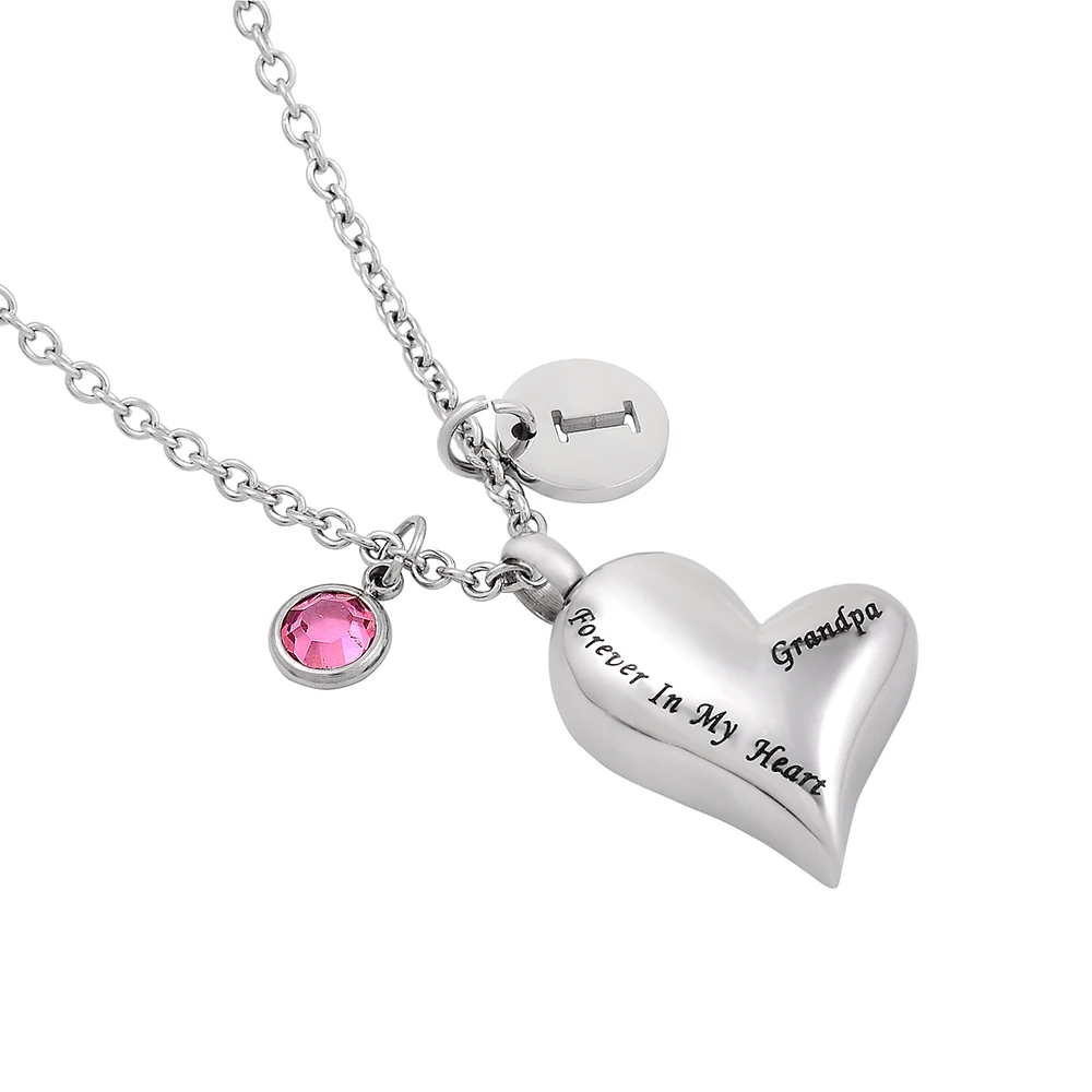 Семья членов потери кулон кремационной урны DIY Камень рождения и письмо пепел