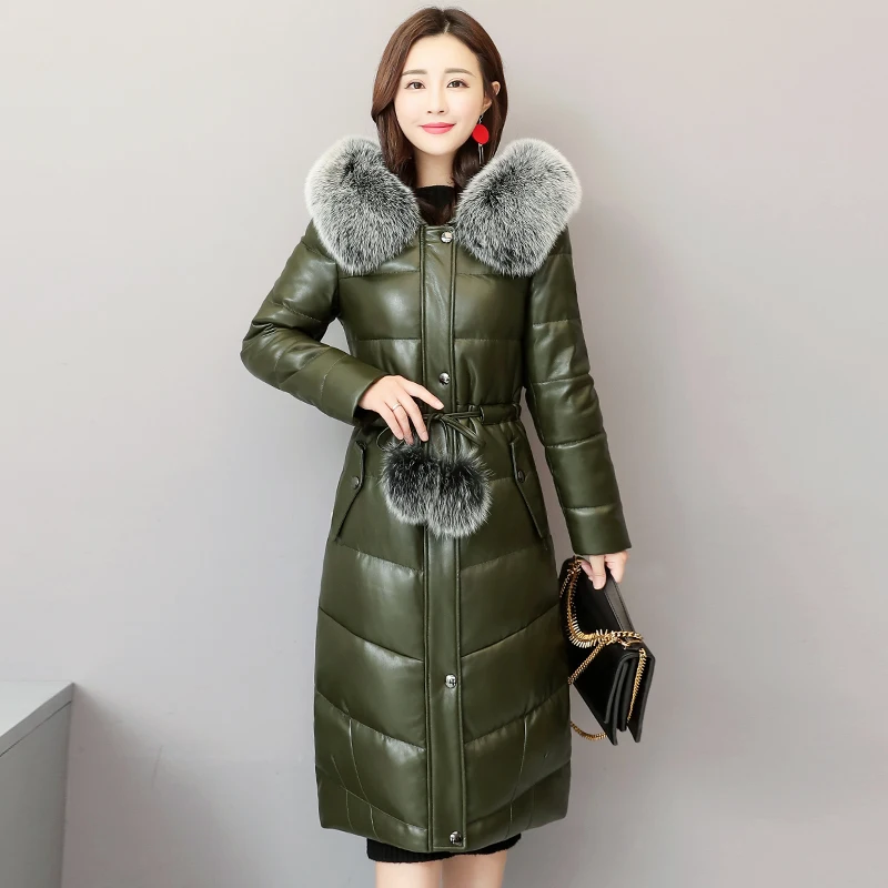 Зимнее модное Брендовое пальто с большим воротником из лисьего меха и капюшоном