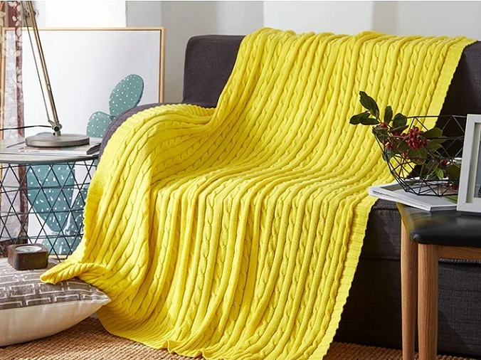 3 mylb cotton high quality handmade soft knit blanket bed blanket beige, red,brown,blue white, gray, pink knit sofa blanket - Цвет: 3