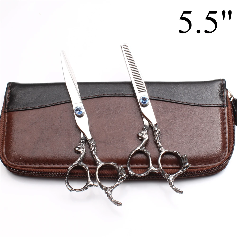 Парикмахерские ножницы 440C 5 6 7 дюймов прямые с логотипом на заказ филировочные