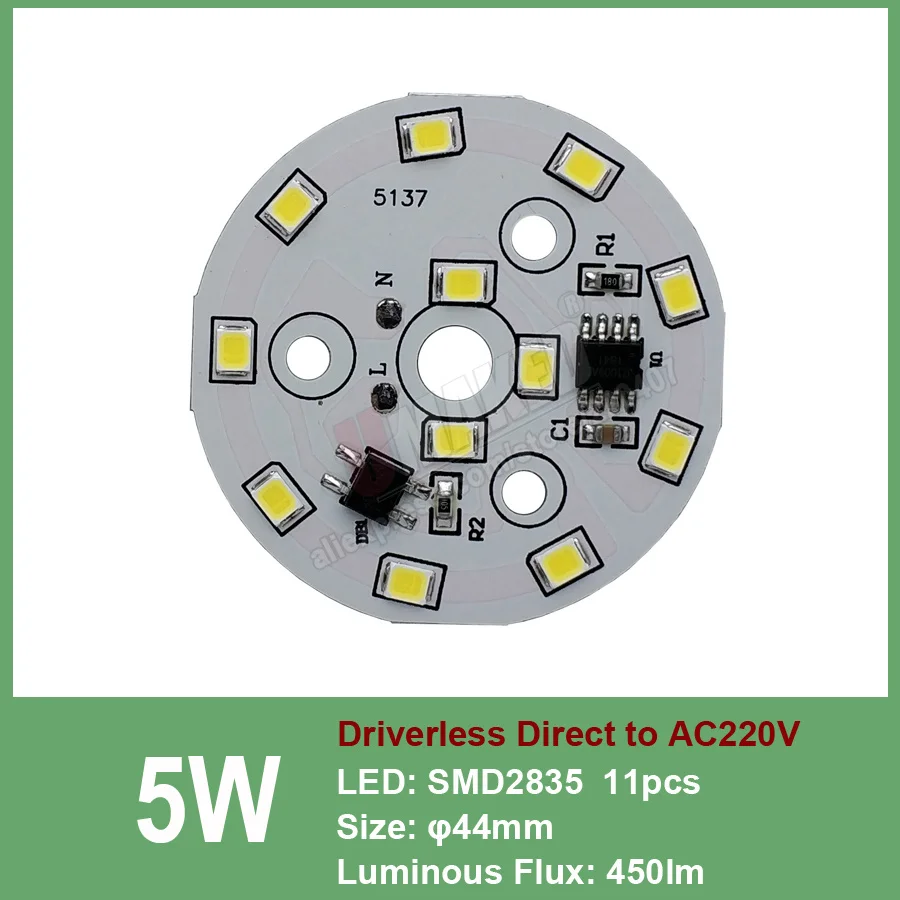 5W 44mm 18 Вт 120 мм AC 220 V Светодиодные светильники pcb СИД smd2835 встроенным IC драйвер, 18 Вт 15 Вт 12 Вт 9 Вт 7 Вт 5 Вт 3 Вт для Светильник направленного света «сделай сам» - Испускаемый цвет: 5W 44mm