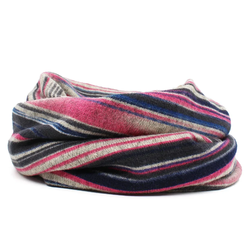 LOVINGSHA осень зима тонкие женские Skullies шапочки Полосатый дизайн шапки для мужчин Мода Feminino многофункциональный шарф HT109