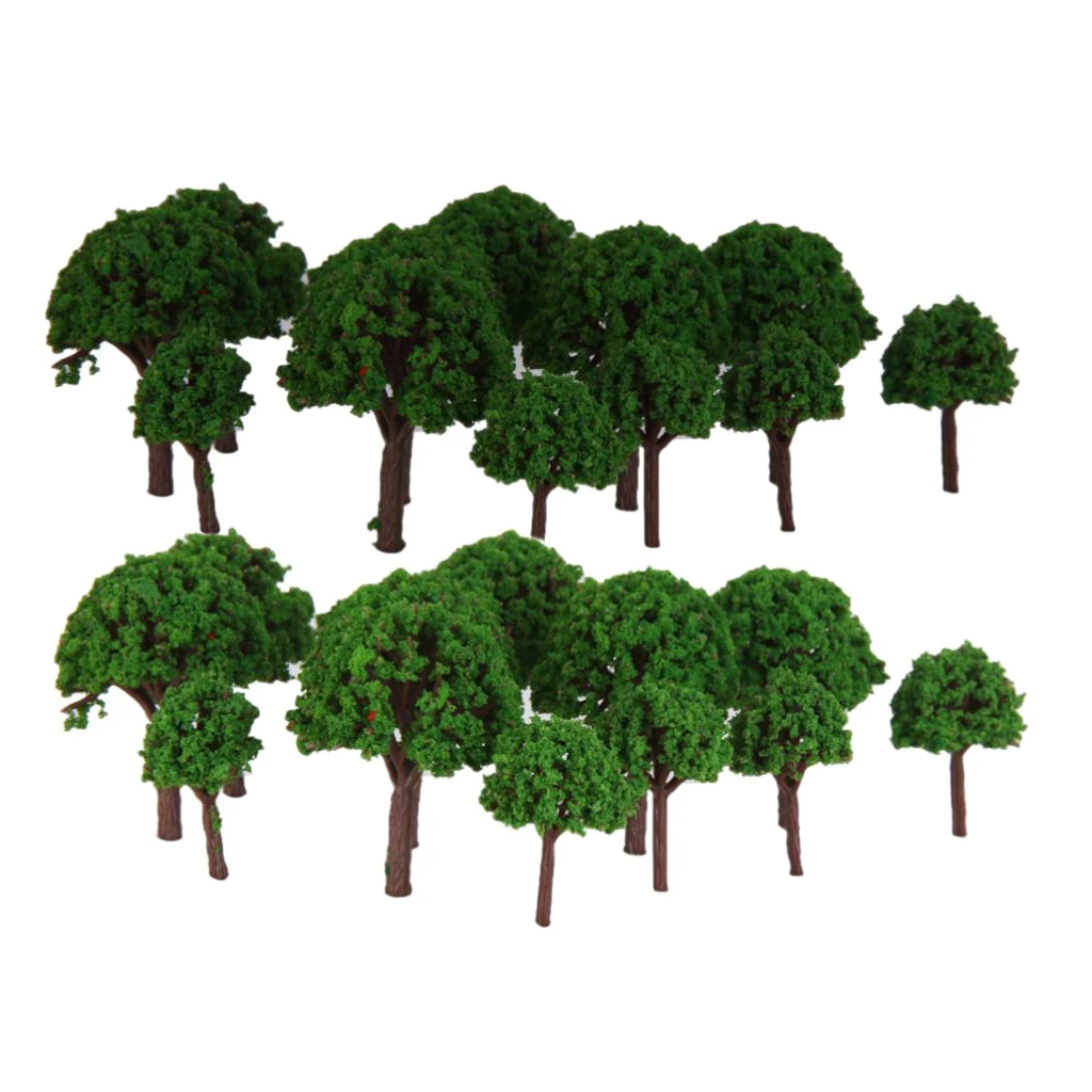 100Pcs Green Trees Model Train Railway Layout Wargame Diorama Landscape Scenery Z Scale 1/500 DIY