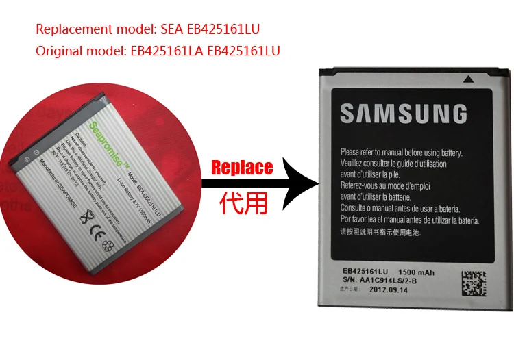 Оптовая продажа 10 шт. телефон батарея EB425161LU для SAMSUNG GT-I8160 GT-I8160P SGH-T599 GT-S7572 GT-S7560 S7560M