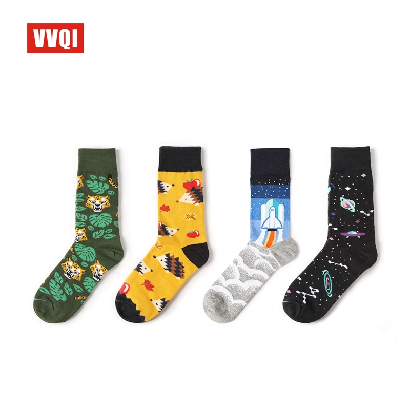 VVQI, ins, 5 пар, Харадзюку, kawaii wonen, носки с рисунками животных, тигра, ежика, Северной Звезды, милые носки, уличная одежда, корейские забавные носки