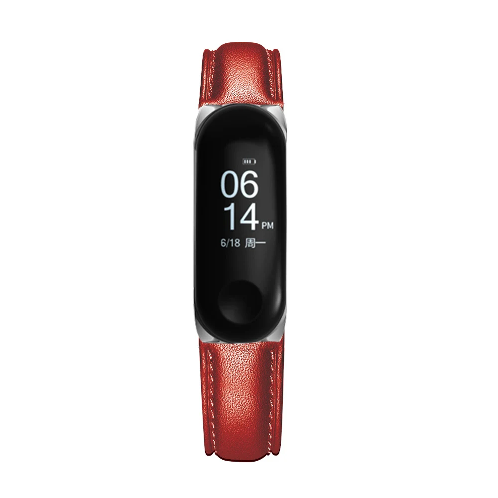 Красный Цветной кожаный ремешок для Xiaomi Mi band 2 и Miband4 ремешок для часов Ремешок Для xiaomi mi Band 4/3 аксессуары ремешок для браслета - Цвет: Красный