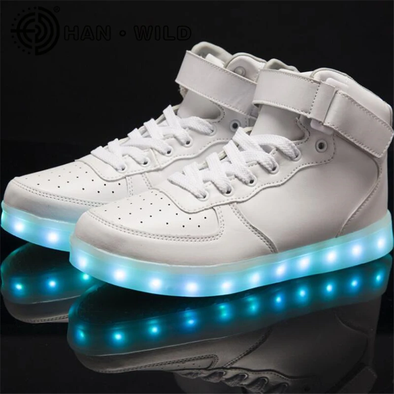 Adult Melbourne Shuffle Shoes Zapatillas Deportivas USB Charger Led Light Colors Flashing Men Leather Casual | Обувь