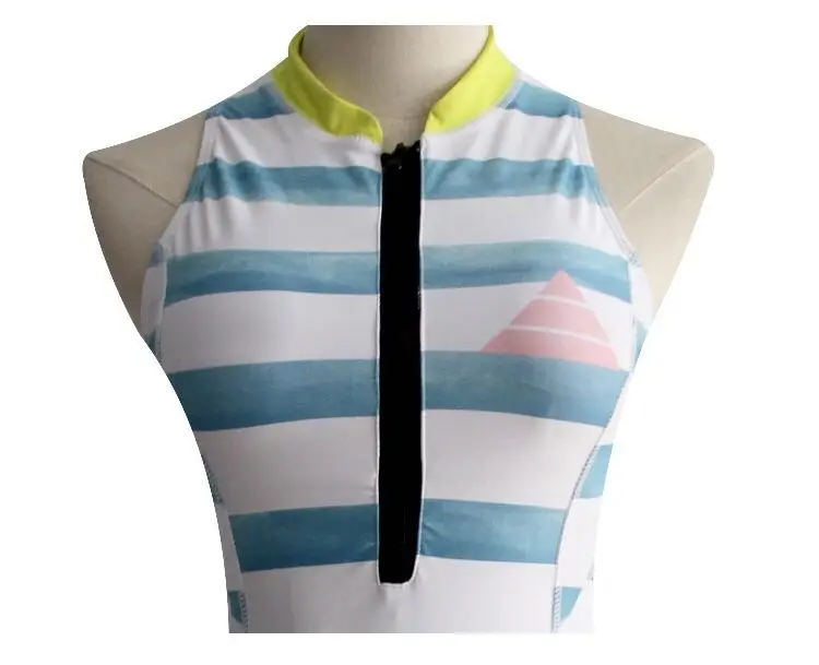 2018 Brand New Women Swimwear One Piece Swimsuit Blue Stripe Bathing Suit Zipper Female Big Size | Спорт и развлечения