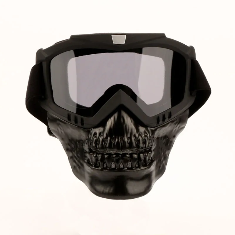 gray lens Защитные очки, маска для лица с черепом, ветрозащитная, Пылезащитная, съемные очки, маска для спорта, велосипеда, езды на мотоцикле, тактические очки, маски - Цвет: gray lens
