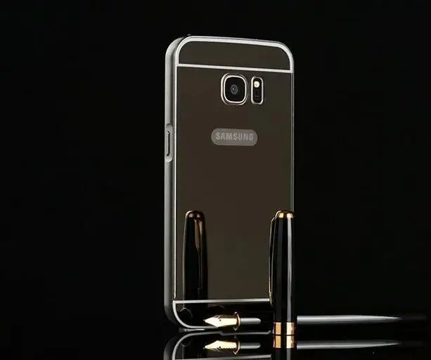 Для Samsung Galaxy S4 S6 S7 S8 S9 Plus A50 чехол Алюминиевый металлический каркас зеркальный