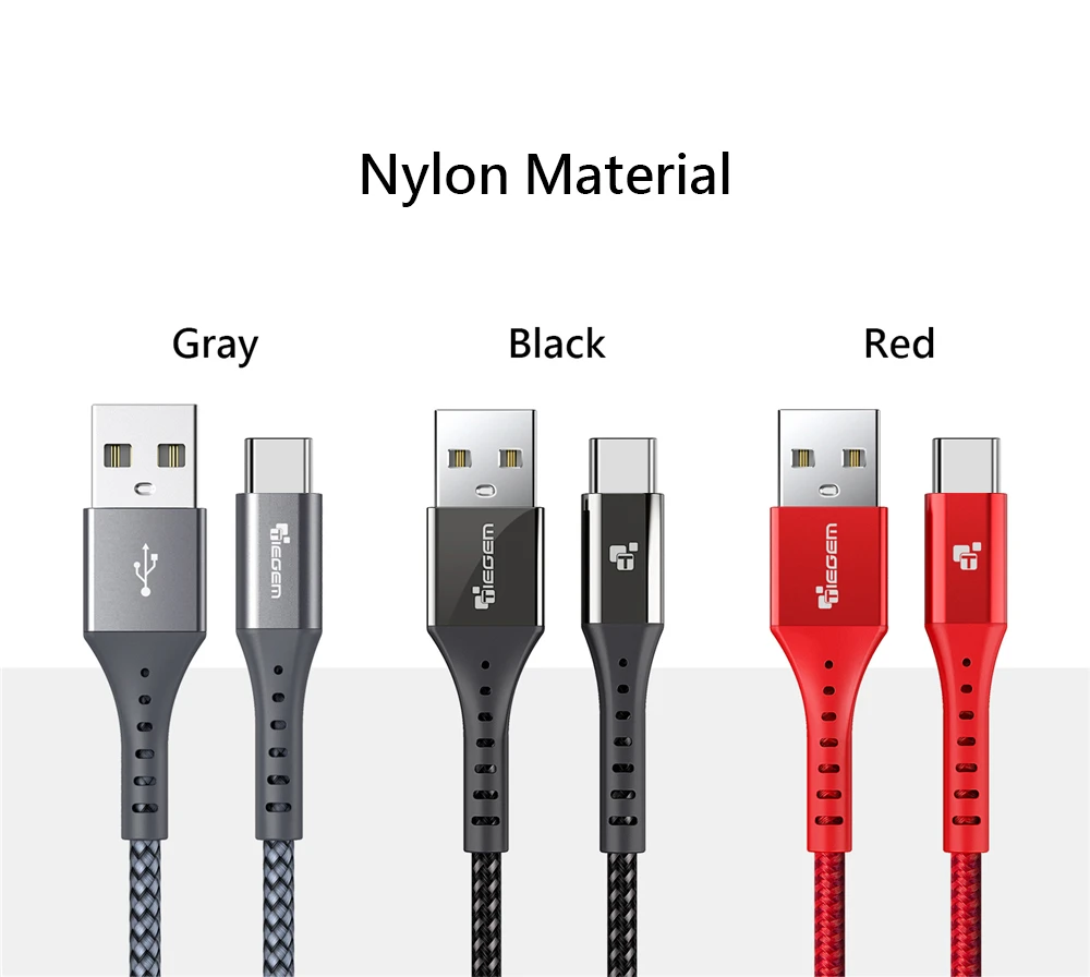 TIEGEM usb type-C кабель для samsung S9 S8 Быстрая зарядка type-C мобильный телефон зарядный провод USB C кабель для Xiaomi mi9 Redmi note 7