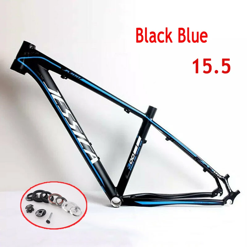 BlackBlue-15.5in JESSICA 15,5 17 дюймов 26er Mtb рама набор рамок для горных велосипедов велосипед Алюминиевый сплав 7005 Superlight конические трубы рамы BSA 68 мм - Цвет: BlackBlue-15.5in