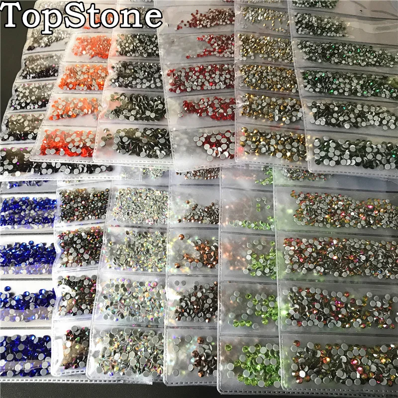 Стразы TopStone для дизайна ногтей разных размеров 1700 шт. стразы горячей фиксации с