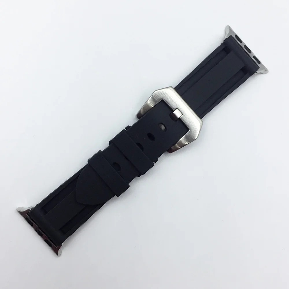 Резиновый ремешок для часов Apple Watch 42 мм 44 мм ремешок для часов 38 мм 40 мм силиконовые полосы браслет для iWatch серии 5 4 3 2 1 черный, белый