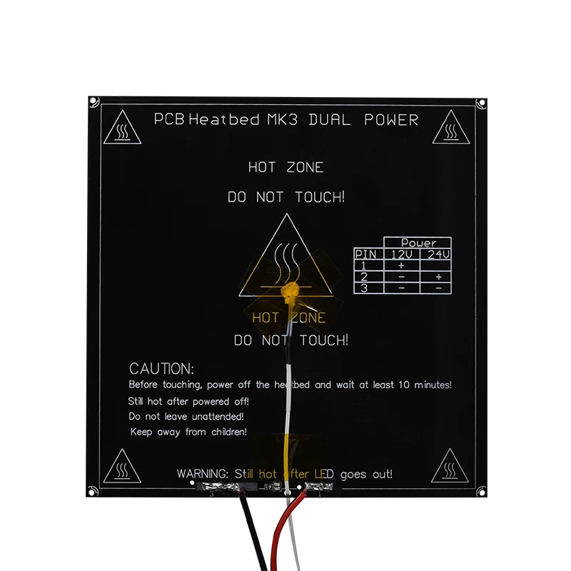 

3D Printer parts MK3 heatbed Dual Power Heated+LED+Resistor+Cable+100K ohm 214*214*3mm Thermistors PCB Heat bed