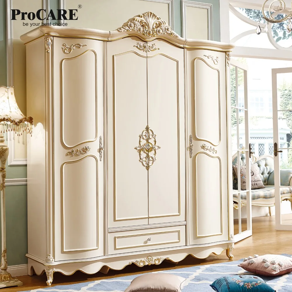 Роскошный красивый шкаф на 4 двери в европейском и американском стиле с золотой