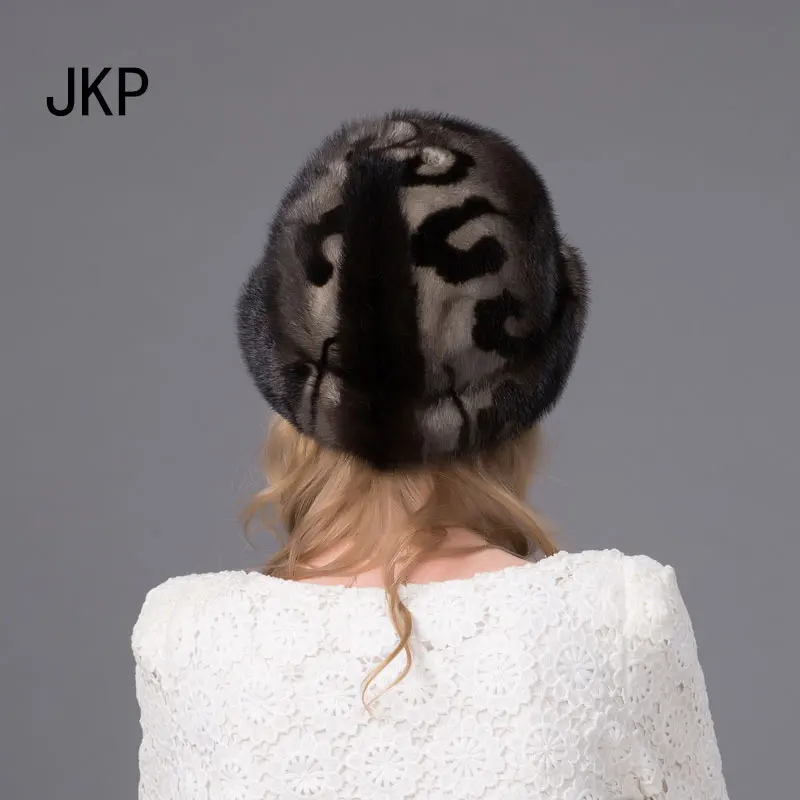 JKP Новая зимняя женская шапка из натурального меха норки, меховые шапки полностью из норки, модная меховая шапка черепки и шапочки DHY-59A